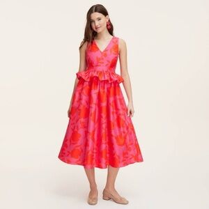 Kate Spade Target Peplum Midi Dress Rose Floral Pink Red Women’s 8